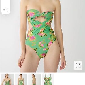 J.  Crew green floral one piece size 4 with tags. Brand new!!!!